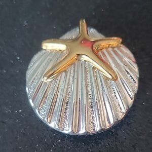 Gold and Silver Starfish Shell Brooch